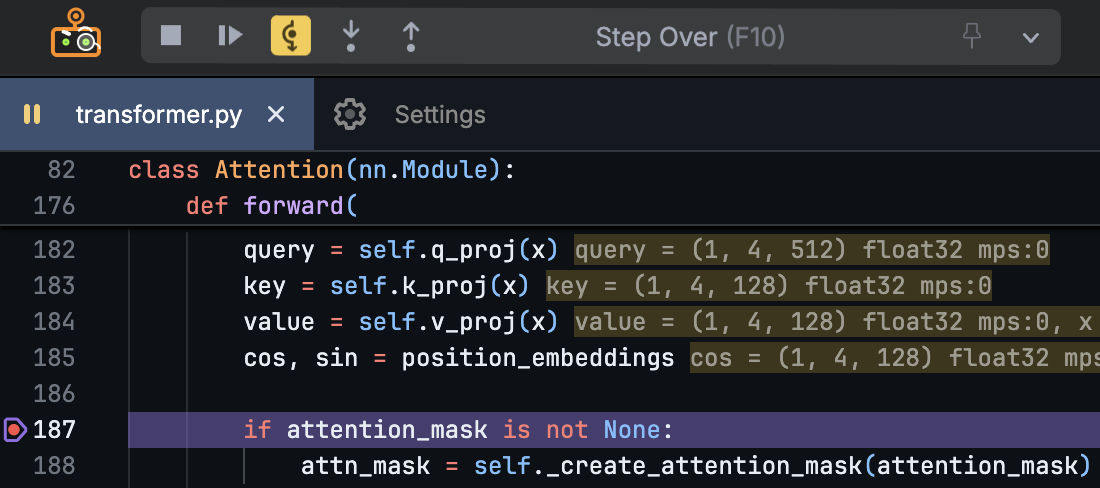 Inline values during debugging
