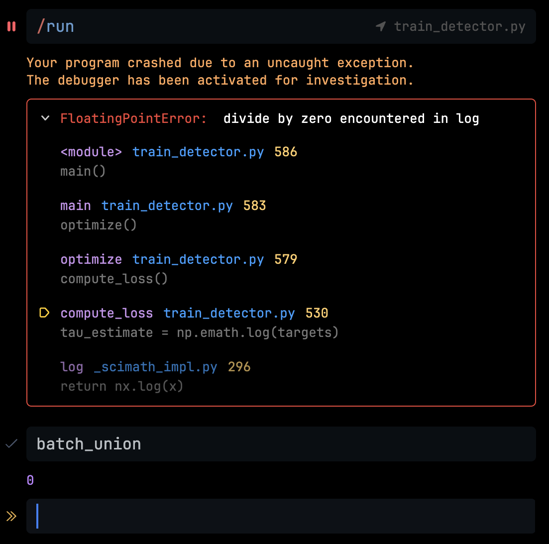 Postmortem debugging in the REPL