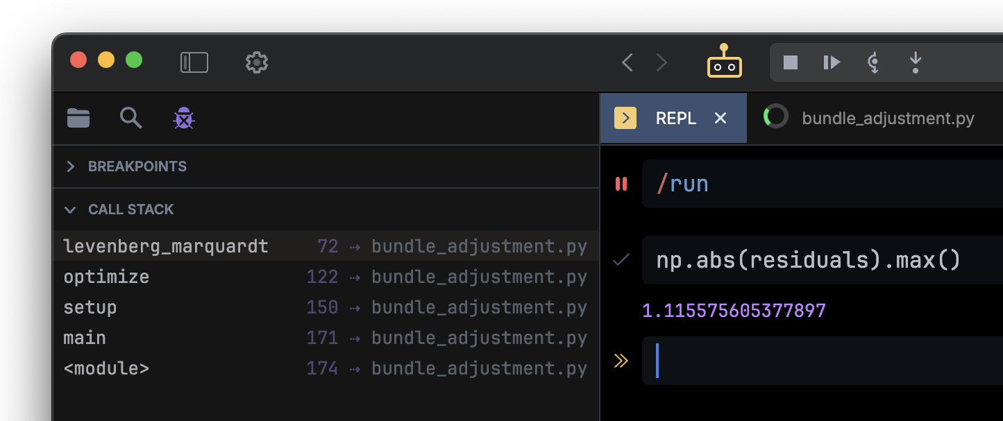 Debugging using the REPL