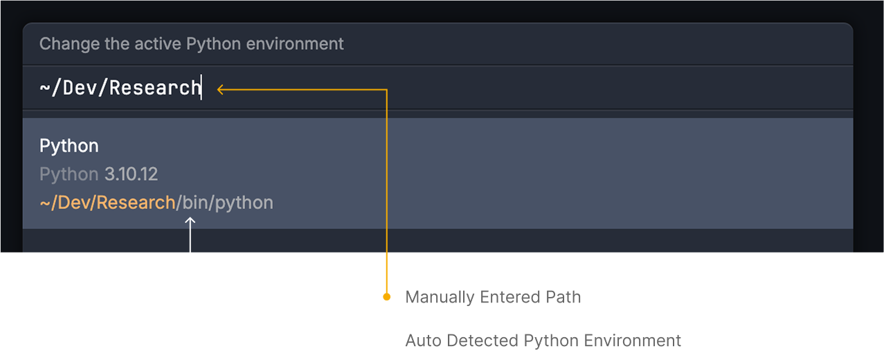 Add Python environment by path